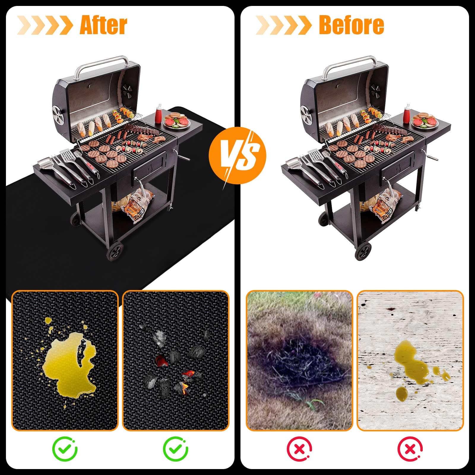 Rectangular grill mat non-stick surface